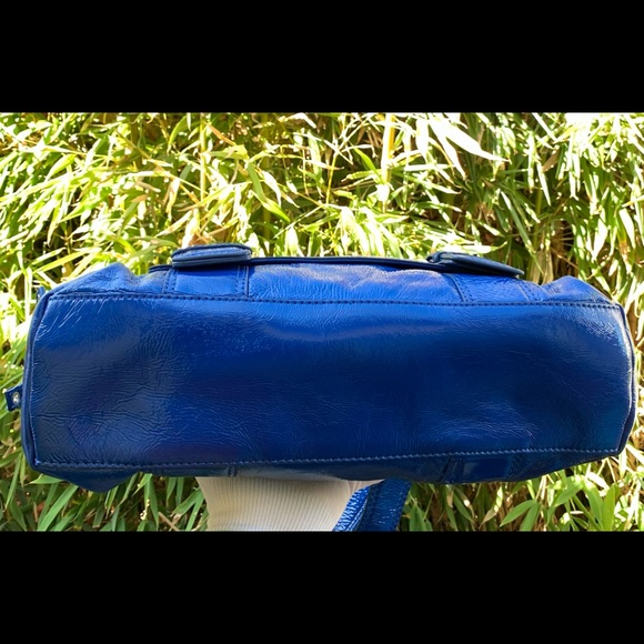 MICHAEL KORS blue patent leather satchel bag purse tote - Picture 6 of 15